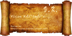Vicze Kálmán névjegykártya